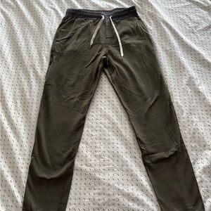 Vuori Olive Green Joggers with Drawstring Waist- tapered